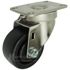3" x 1-1/4" Heavy Duty Plastic Stainless Steel Sealed Swivel Caster - 300 Lbs Capacity