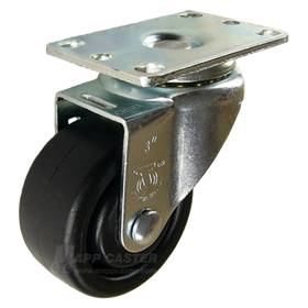 3" x 1-1/4" Heavy Duty Plastic Swivel Caster - 300 Lbs Capacity