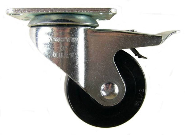 Q503001HRSWB - 3" Swivel Caster with Hard Rubber Wheel and Total Lock Brake Side View