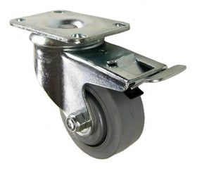 3" x 1-1/4" Thermoplastic Rubber Swivel Caster with Total Lock Brake - 300 Lbs Capacity