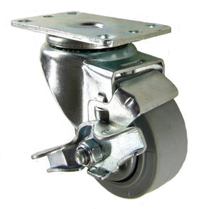 3" x 1-1/4" Thermoplastic Rubber Swivel Caster with Top Lock Brake - 300 Lbs Capacity