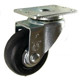 3" x 1-1/4" Neoprene Wheel Swivel Caster - 200 Lbs Capacity