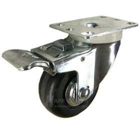 3" x 1-1/4" Neoprene Wheel Swivel Caster with Total Lock Brake - 200 Lbs Capacity