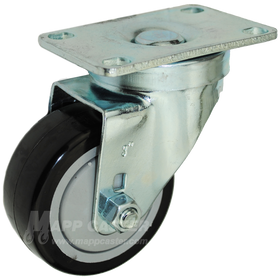 3" X 1-1/4" Black Polyurethane Swivel Caster - 300 Lbs Capacity