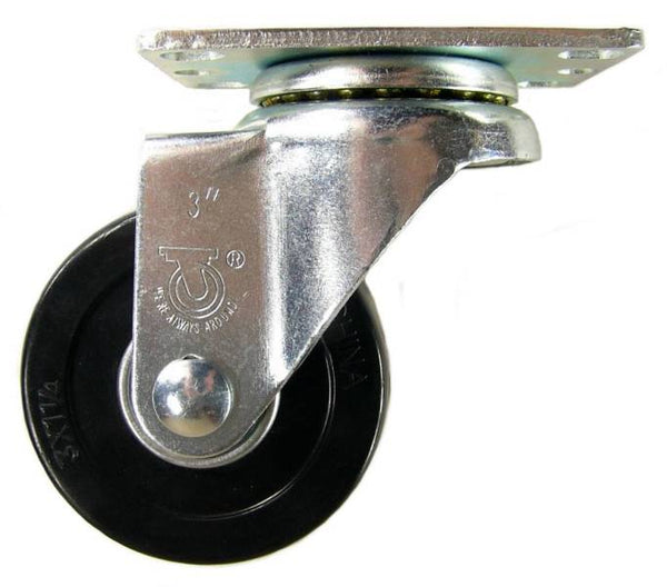 Q503001HRB - 3" Hard Rubber Ball Bearings Wheel Swivel Caster with 300 Lbs Capacity Side View