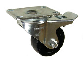 3" x 1-1/4" Soft Rubber (Ball Bearings) Swivel Caster with Total Lock Brake - 175 Lbs Capacity