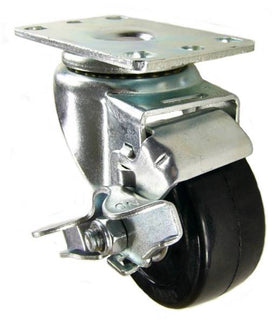 Q503001HRBTLB - 3" Hard Rubber Ball Bearings Wheel Swivel Caster with Brake