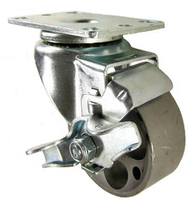 3" x 1-1/4" steel Swivel Caster with Brake - 250 Lbs Capacity