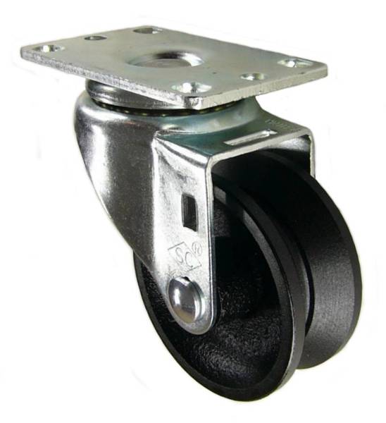 3" x 1-1/4" Cast Iron V-Groove Wheel Swivel Caster - 350 Lbs Capacity