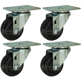 3” Bakery Rack Oven Casters, Set of 4 - 350 Lbs Capacity (Each Caster)