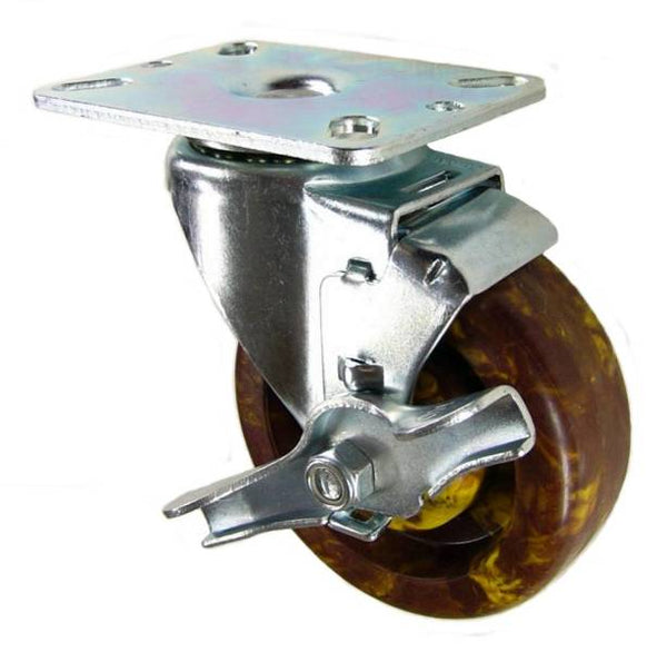 4" x 1-1/2" High Temp Epoxy wheel Swivel Caster with brake - 350 Lbs Capacity