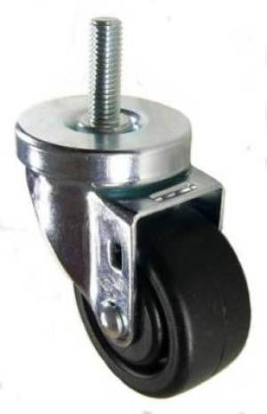 3" x 1-1/4" Heavy Duty Plastic Wheel Swivel Caster, 1/2"-13 x 1-1/2" Threaded Stem - 300 lbs Capacity