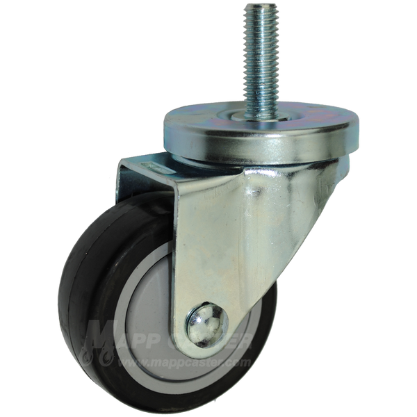 3" x 1-1/4" Polyurethane Wheel Swivel Caster, 1/2"-13 x 1-1/2" Threaded Stem - 300 lbs Capacity