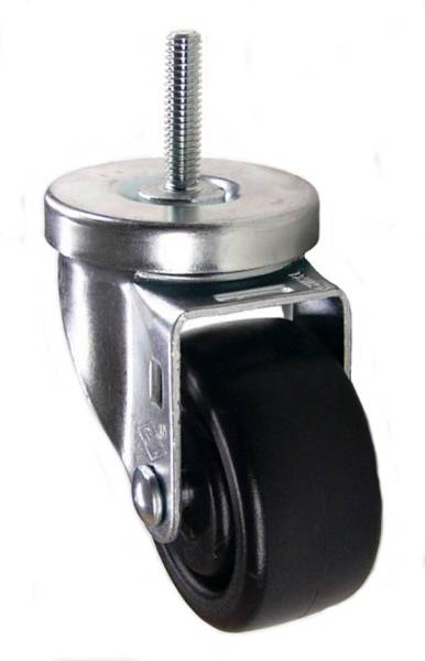 3" x 1-1/4" Heavy Duty Plastic Wheel Swivel Caster, 3/8"-16 x 1-1/2" Threaded Stem - 300 Lbs Capacity