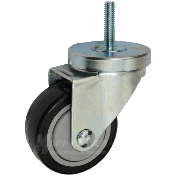 3" x 1-1/4" Polyurethane Wheel Swivel Caster, 3/8"-16 x 1-1/2" Threaded Stem - 300 Lbs Capacity