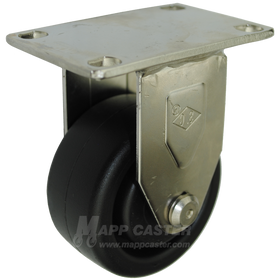 3" x 1-1/4" Heavy Duty Plastic Stainless Steel Rigid Caster - 300 Lbs Capacity