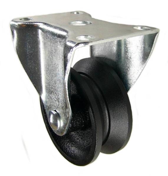 3" x 1-1/4" Cast Iron V-Groove Wheel Rigid Caster - 350 Lbs Capacity