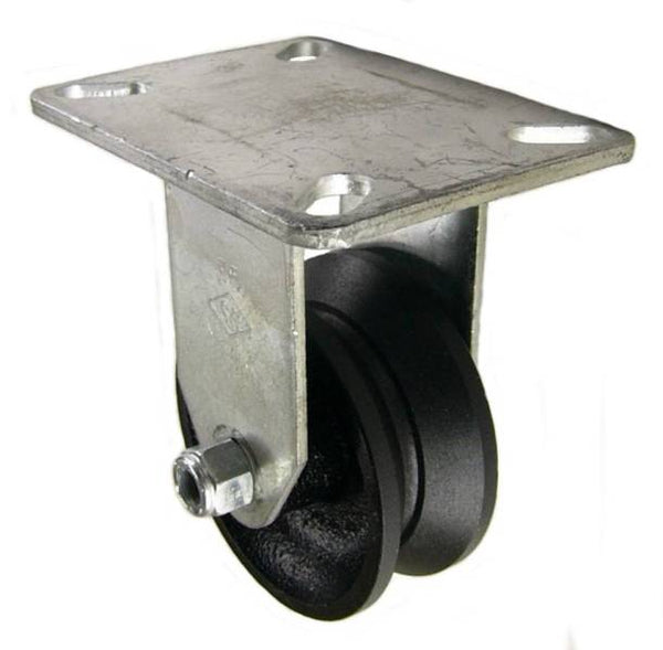 3" x 1-1/4" Semi-Steel V-Groove Wheel Rigid Caster - 350 Lbs Capacity