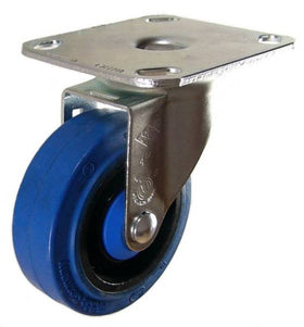 4" x 1-1/4" Elastic Rubber Wheel Swivel Caster with 4" x 4-1/2" Top Plate - 350 Lbs Capacity