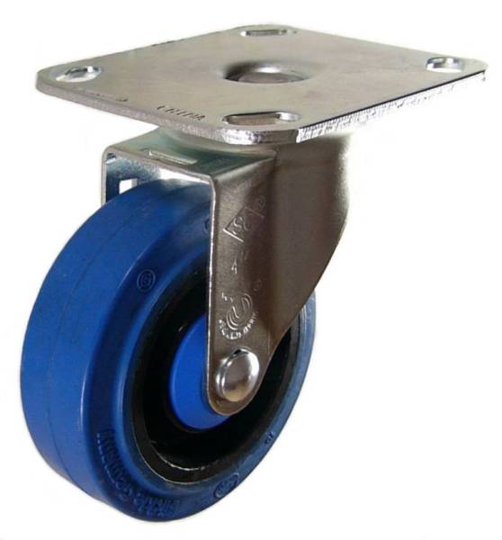 4" x 1-1/4" Elastic Rubber Wheel Swivel Caster with 4" x 4-1/2" Top Plate - 350 Lbs Capacity