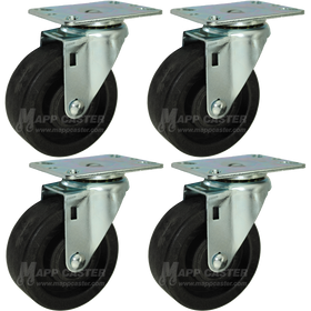 4" Bakery Rack Oven Casters, Set of 4 - 350 Lbs Capacity (Each Caster)