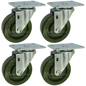 4” x 1-3/8" Bakery Rack Oven Casters with Easy Rolling Ball Bearings, Set of 4 - 350 Lbs Capacity (per Caster)