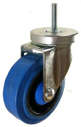 4" x 1-1/4" Elastic Rubber Wheel Swivel Caster with 3/8" Threaded Stem - 350 Lbs Capacity