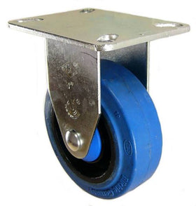 4" x 1-1/4" Elastic Rubber wheel Rigid Caster with 3-1/8" x 4-1/8" Top Plate - 350 Lbs Capacity
