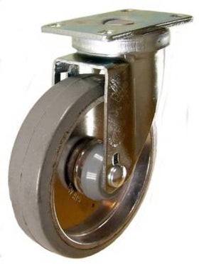 5" x 1-1/4" Rubber on Aluminum Wheel Swivel Caster - 275 Lbs Capacity