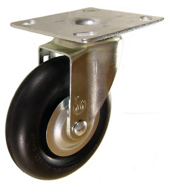 5" x 1-1/4" Neoprene Rubber wheel Swivel Caster - 200 Lbs Capacity