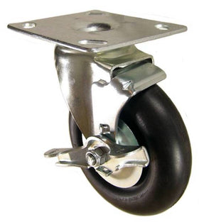 5" x 1-1/4" Neoprene Rubber wheel Swivel Caster with brake - 200 Lbs Capacity