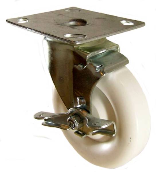 5" x 1-1/4" Retort Plastic Wheel Swivel Caster with brake - 350 Lbs Capacity