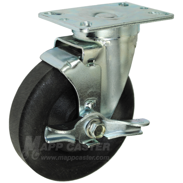 5" Bakery Rack Oven Casters, Set of 4 (Two Brakes) - 350 Lbs Capacity