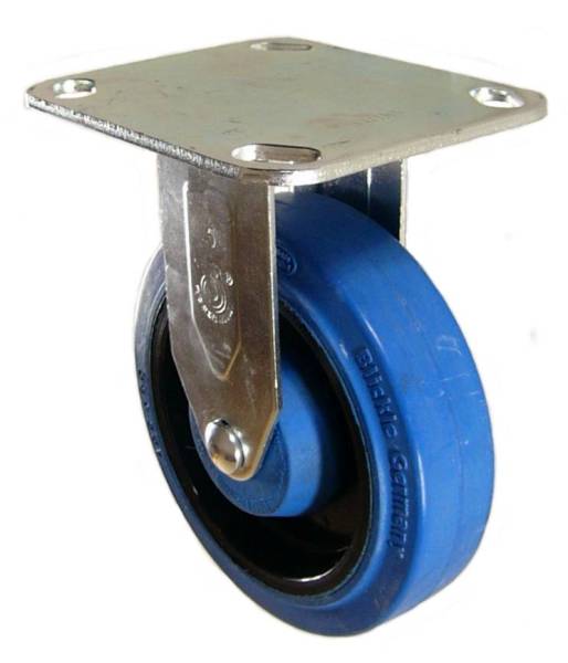 5" x 1-1/4" Elastic Rubber wheel Rigid Caster with 4" x 4-1/2" Top Plate - 350 Lbs Capacity