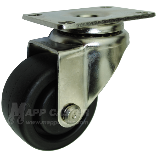 3" x 1-1/4" Heavy Duty Plastic Stainless Steel Swivel Caster - 300 Lbs Capacity