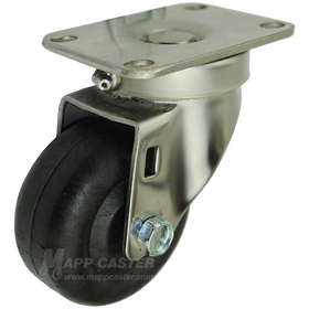 3" x 1-3/8" High Temp Nylon Wheel Stainless Steel Sealed Swivel Caster - 350 Lbs Capacity