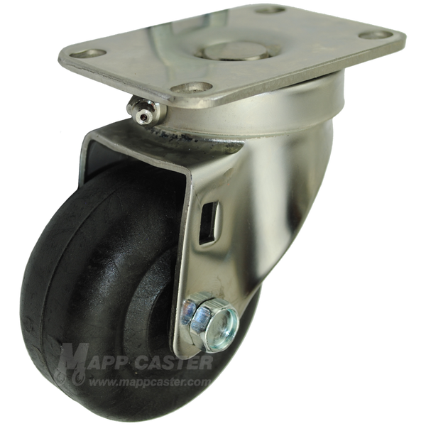 3" x 1-3/8" High Temp Nylon Wheel Stainless Steel Sealed Swivel Caster - 350 Lbs Capacity