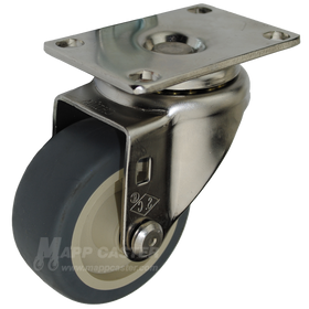 3" x 1-1/4" Thermoplastic Rubber Stainless Steel Swivel Caster (Matching Swivel Caster For Total Locking Caster) - 210 Lbs. Capacity