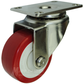 3" x 1-1/4" Polyurethane Wheel Stainless Steel Swivel Caster - 300 Lbs Capacity