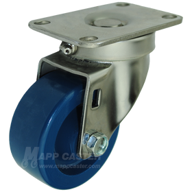 3" x 1-1/4" Solid Polyurethane Stainless Steel Sealed Swivel Caster - 300 Lbs Capacity