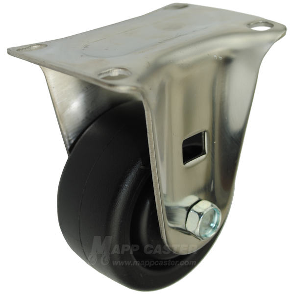 3" x 1-1/4" Heavy Duty Plastic Stainless Steel Rigid Caster (Matching Caster for Total Locking Brake Caster) - 300 Lbs Capacity