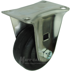 3" x 1-3/8" High Temp Nylon Stainless Steel Rigid Caster (Matching Caster for Total Locking Swivel Casters) - 350 Lbs Capacity