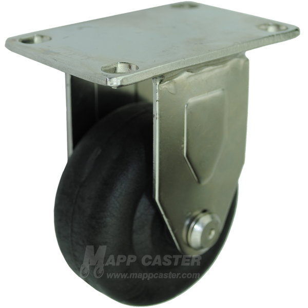 3" x 1-3/8" High Temp Nylon Stainless Steel Rigid Caster - 350 Lbs Capacity