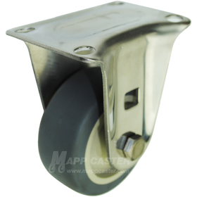 3" x 1-1/4" Thermoplastic Rubber Wheel Stainless Steel Rigid Caster (Matching Caster for Total Locking Swivel Caster) - 210 Lbs Capacity