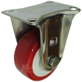 3" x 1-1/4" Polyurethane Stainless Steel Rigid Caster (Matching Caster for Sealed Swivel Caster) - 300 Lbs Capacity