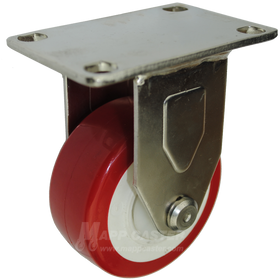 3" x 1-1/4" Polyurethane Stainless Steel Rigid Caster - 300 Lbs Capacity
