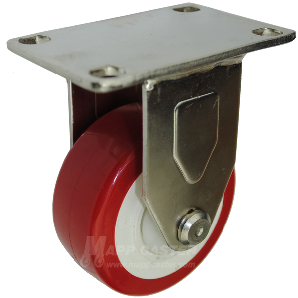 3" x 1-1/4" Polyurethane Stainless Steel Rigid Caster - 300 Lbs Capacity