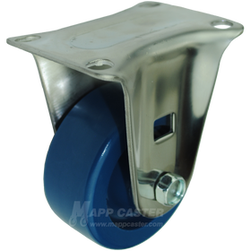 3" x 1-1/4" Solid Polyurethane Stainless Steel Rigid Caster (Matching Caster for Total Locking Swivel Caster) - 300 Lbs Capacity