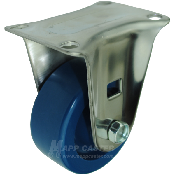 3" x 1-1/4" Solid Polyurethane Stainless Steel Rigid Caster (Matching Caster for Seal Swivel Casters) - 300 Lbs Capacity
