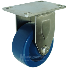 3" x 1-1/4" Solid Polyurethane Stainless Steel Rigid Caster  - 300 Lbs Capacity